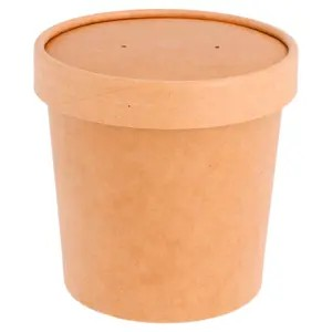 TARRINAS + TAPAS 360 ML - 12 oz 300 + 18 PE G/M2 Ø 9/7,3x8,6 CM NATURAL KRAFT