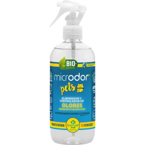 Eliminador de malos olores generados por mascotas. Aplicable en lechos de animales, sofás, coches..