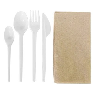 SET CUBIERTO COMPOSTABLE SERVILLETA NATURAL 500U