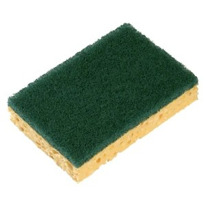Esponja de celulosa húmeda cubierta con una almohadilla abrasiva laminada.