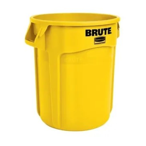 El contenedor Rubbermaid Brute 75,7 L en color amarillo cuenta con canales de ventilación patentados