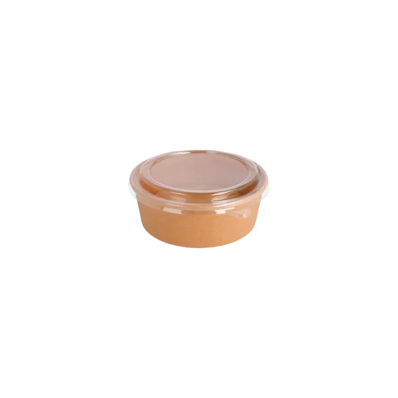 COMBO ENSALADERAS + TAPAS PET 1300 ML - 43,3 oz 320 + 18 PE G/M2 Ø 18,4/16x6,6 CM NATURAL KRAFT