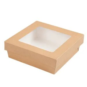 CAJITAS+TAPAS CON VENTANA THEPACK 750 ML 14x14x5 CM NATURAL CARTÓN NANO-MICRO + PP + OPP