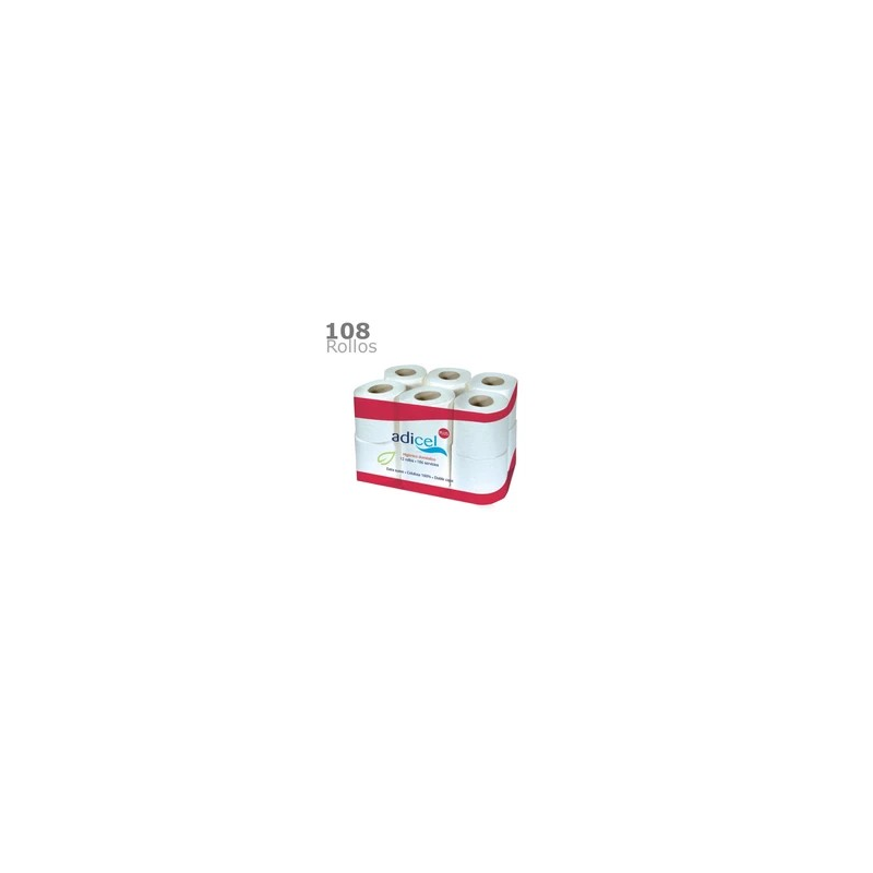 Higiénico Doméstico Adicel 25M 2C F/108R, papel higiénico de doble capa con 25 metros
