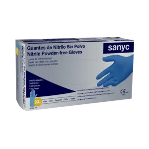 GUANTE NITRILO AZUL SANYC 5,5 GR T-XL 100U