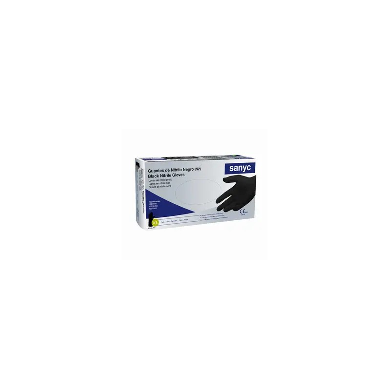 Sanicen Guantes de Nitrilo Sanyc Negro Talla Extra Grande