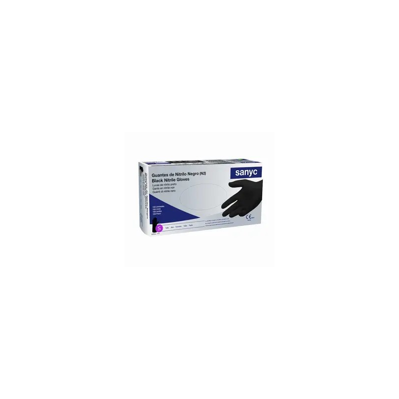 Sanicen Guantes de Nitrilo Sanyc Negro Talla Pequeña